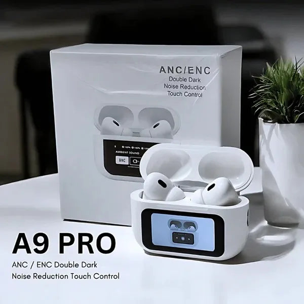 A9 Pro Touch Screen Airpods Pro - ANC Wireless Earbuds With Bluetooth 5.0, LCD Display, Super Bass And Pop-Up Feature ZF Tech